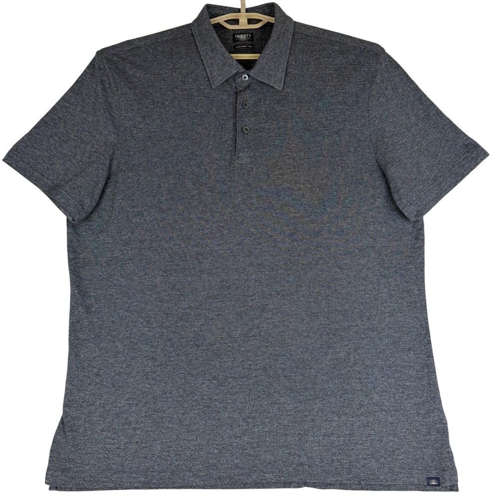 Faherty Reserve Movement Polo Mens XXL Gray Pima Cotton Modal Stretch Shirt